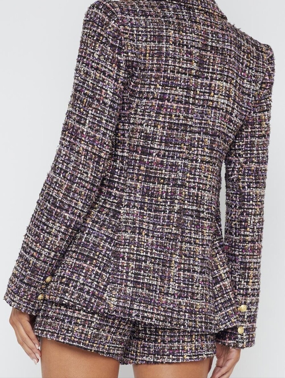 Nwt L'AGENCE Chamberlain Purple Multi Tweed Single-Button Blazer Size 8 - Picture 3 of 14